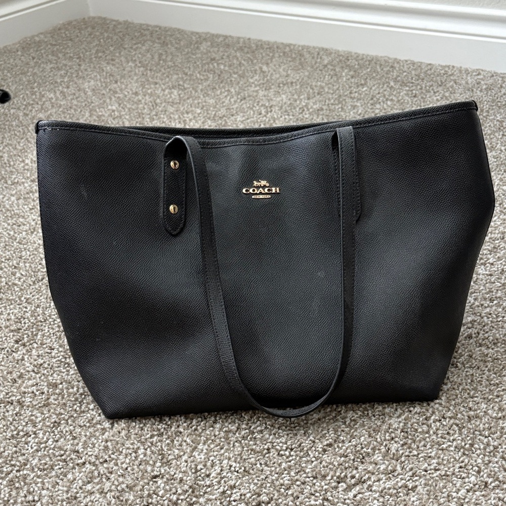 Coach Black Leather Tote Bag
